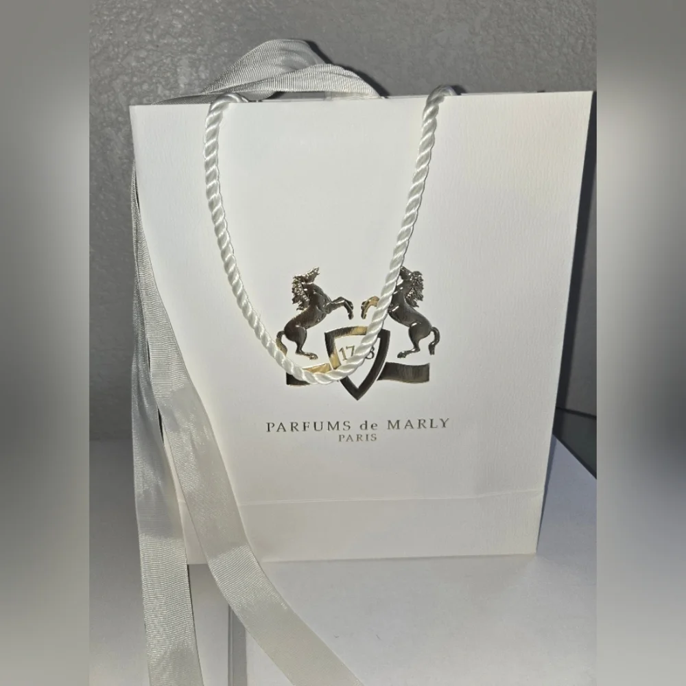 Parfums de Marly White and Gold Gift Bag.